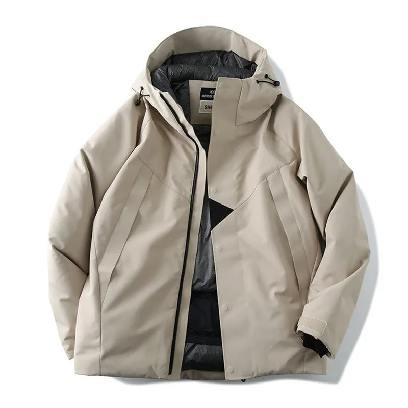 Four Season Waterproof Ski Jacket - Warm City Outdoor Jacket With Color Blocks, Windproof Tape Structure, Neutral Design