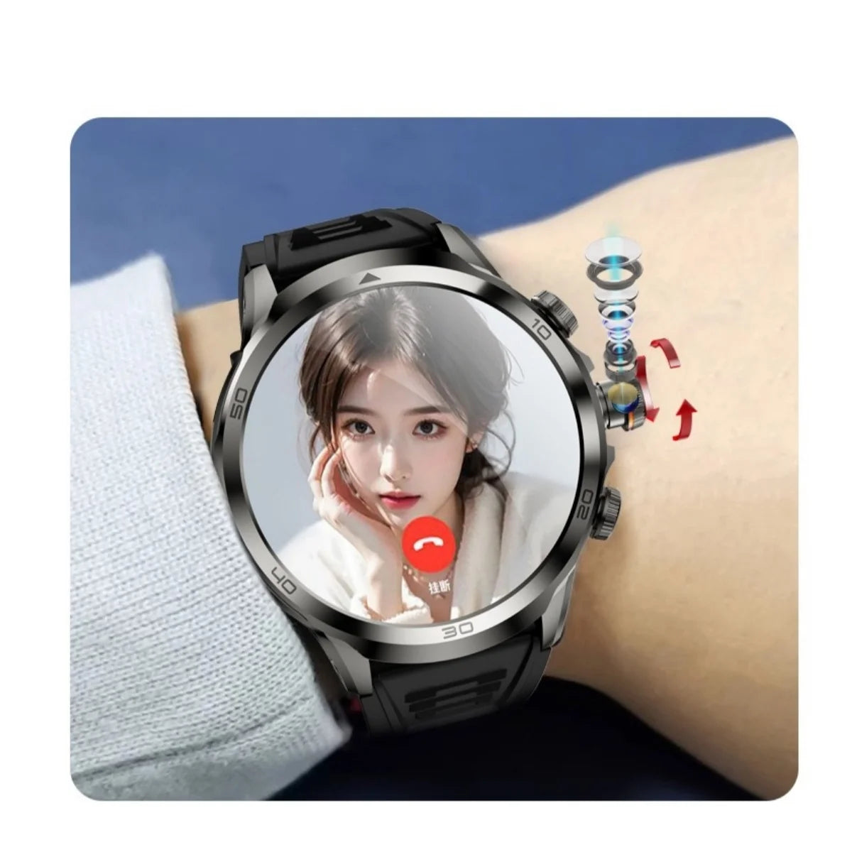 8GB+128GB H19 Smart Watch 1.95-inch Amoled Large Screen 190° Rotary Camera 1900Mah Battery GPS WIFI Android Smartwatch Men Adult