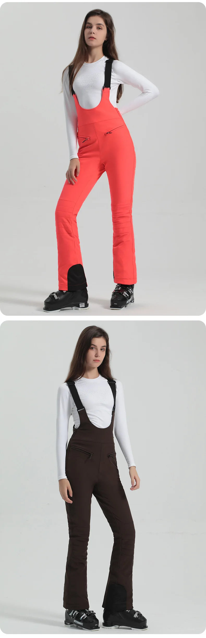 2024 Gsou Snow Winter Ski Pant Women Snowboard Strap Trouser High Waist Elastic Windproof Waterproof Thicken Thermal for Outdoor
