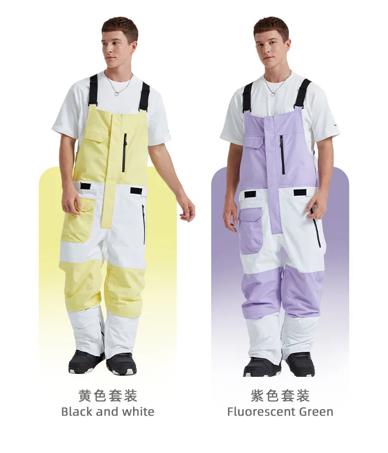 MUTUSNOW 2025 New Winter Women's and Men's Ski Strap Pants Windproof Waterproof Snowboarding Pants Outdoor Snowboard Overalls
