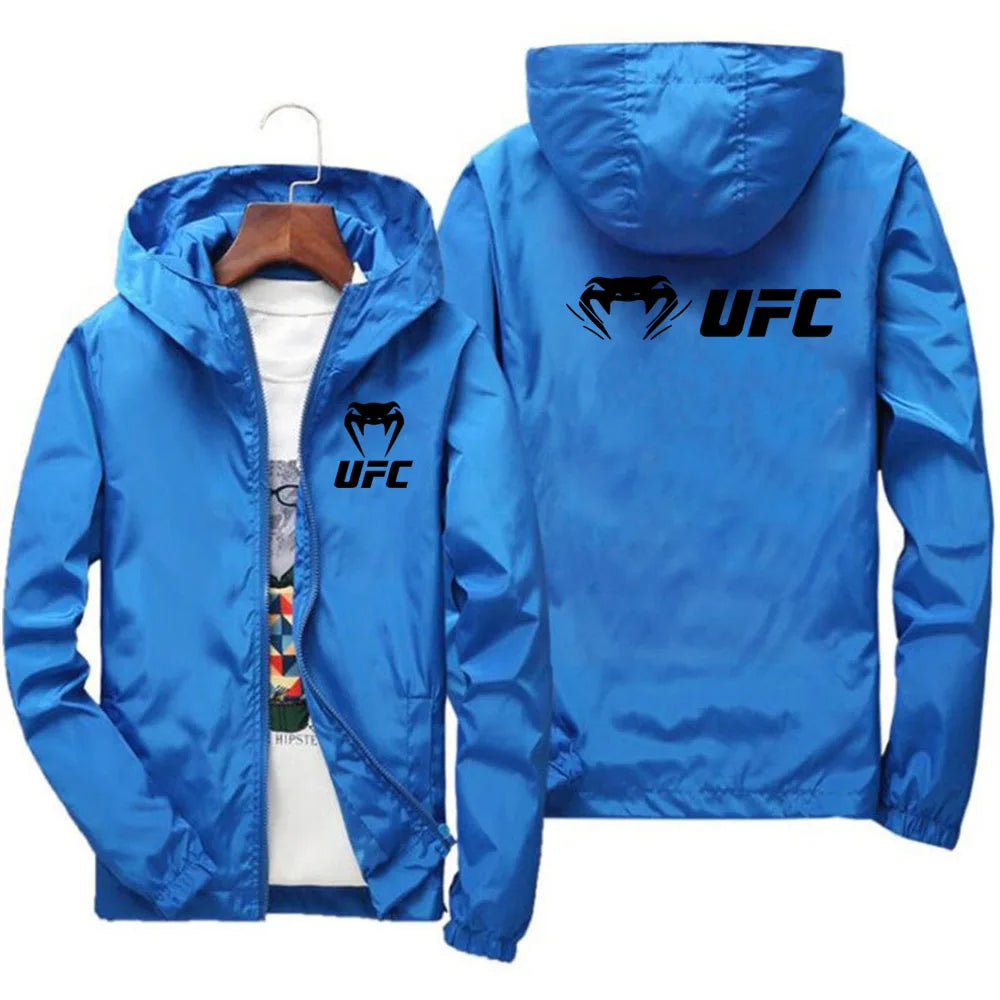 2025 UFC Fighting Logo Breathable Fashion Fitness Zipper Jacket Casual High Quality Hooded Baseball Jacket Outdoor Sports Jacket