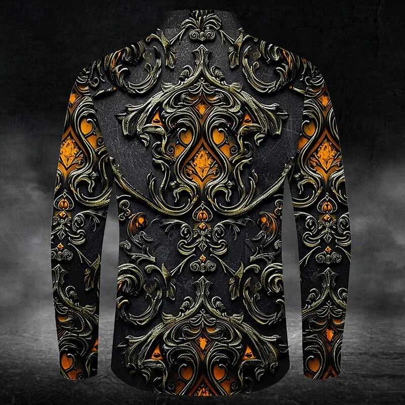 2024 Fashion Men's Collar Button Long Sleeve Shirt New 3D Printed Gradient Pattern Men's Shirt Casual Design Clothing Top