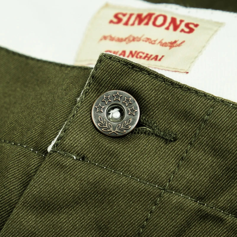 High Waist Wide Leg Khaki Pants American Retro Military Sle Chino Cuffed Double Silk Luster Straight Leg Workwear Trousers