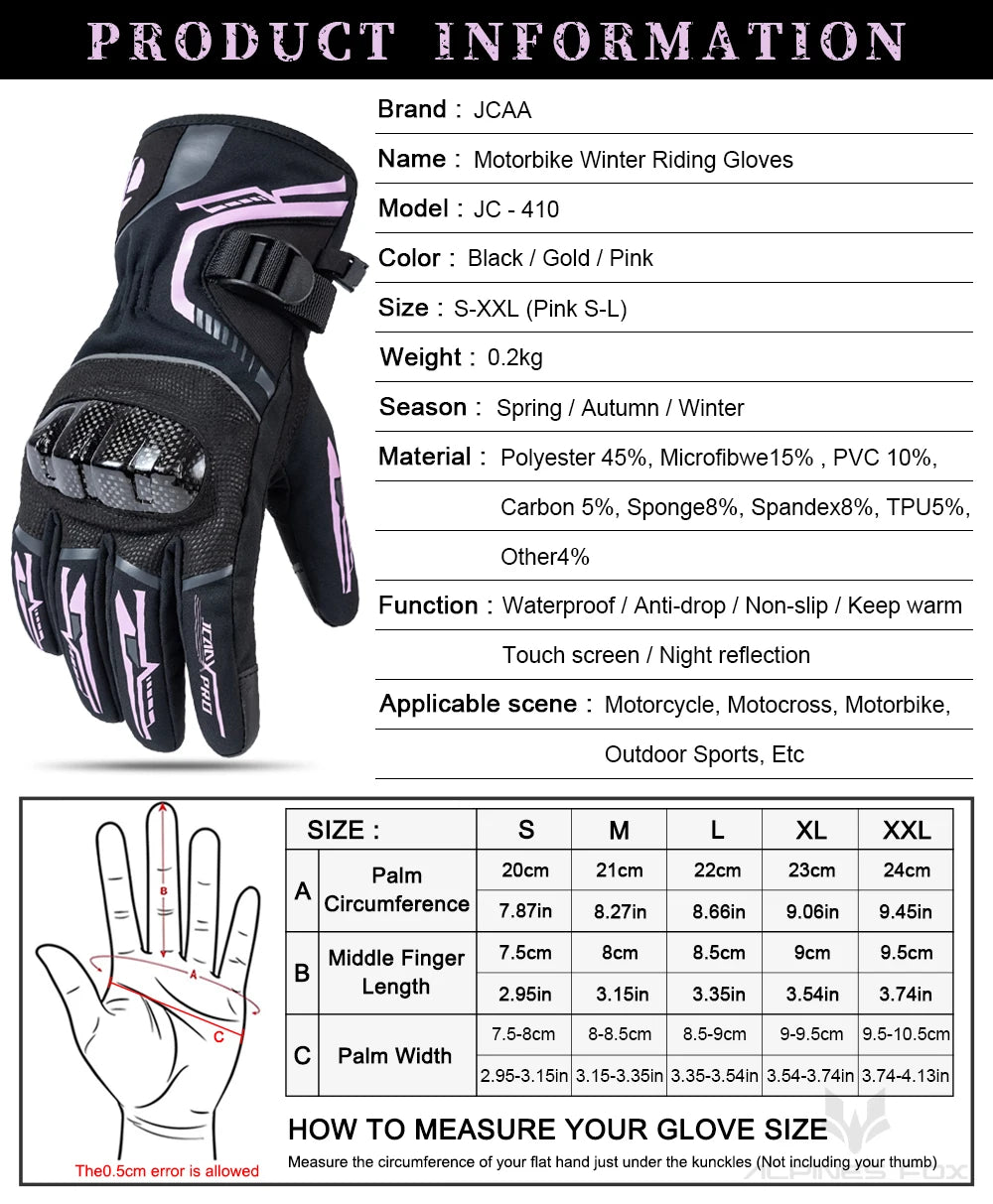 2025 Winter Men Motorcycle Gloves Women Waterproof Warm Moto Guantes Touch Screen Motorbike Riding Glove Carbon Fiber Protective