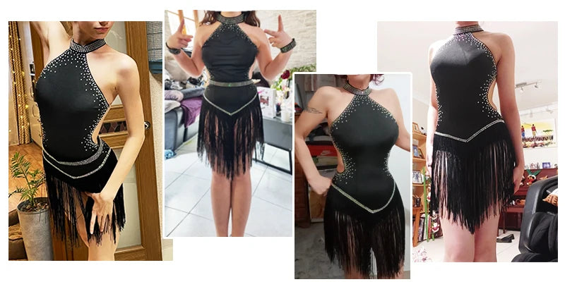 New Latin Dance Dress Competition Dress Costumes Skirt Performing Dress Rhinestone Adult Customize Children Chinese Style Collar