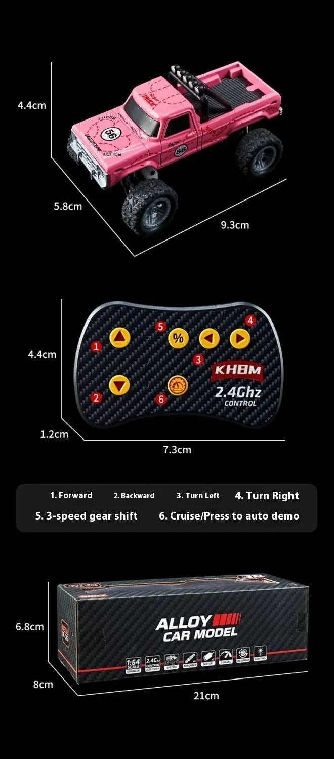 New RC Car MINI Alloy 1/64 Remote Control Car Convenient to Carry 60 Minutes of Work Time Children's Gifts Electronic Toys
