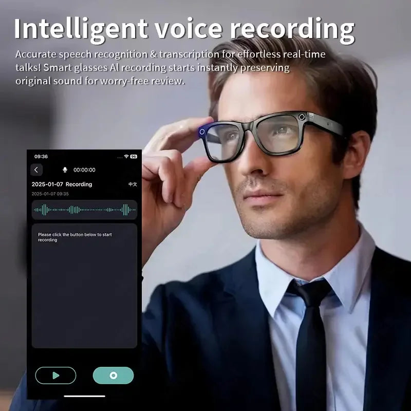 Tavyu Smart Glasses HD 8K Photochromic Lens Bluetooth Call WIFI Transmission Music Translate Video Recording Camera Glasses Men