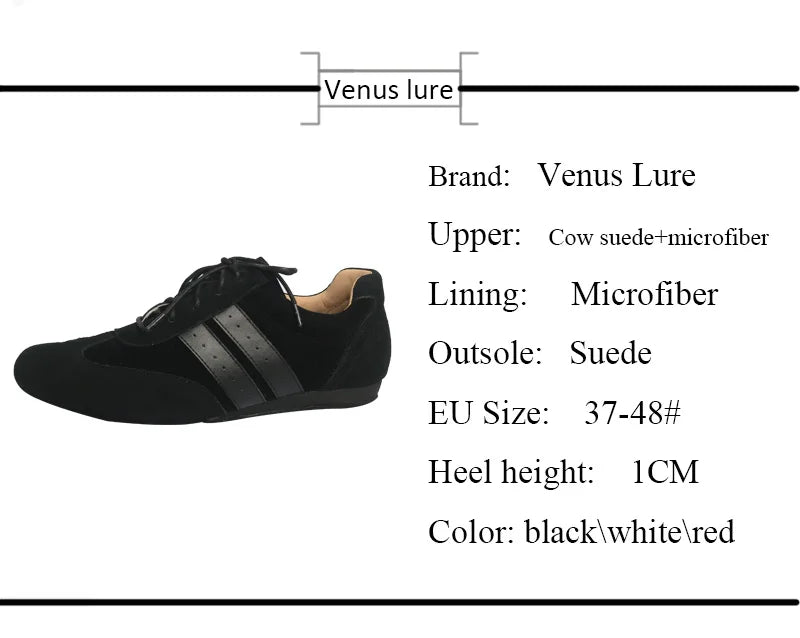 Venus lure Lightweight Dance Sneakers Men Leather Black Suede Sole Unisex Dance Shoes Practice Indoor Shoes for Dancing