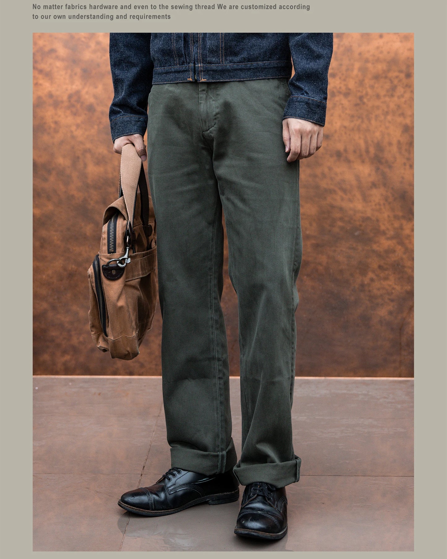 Red Tornado Garmen-Dyed Officer Chino Pants Straight Fit American Casual Style Men's Everyday Trousers