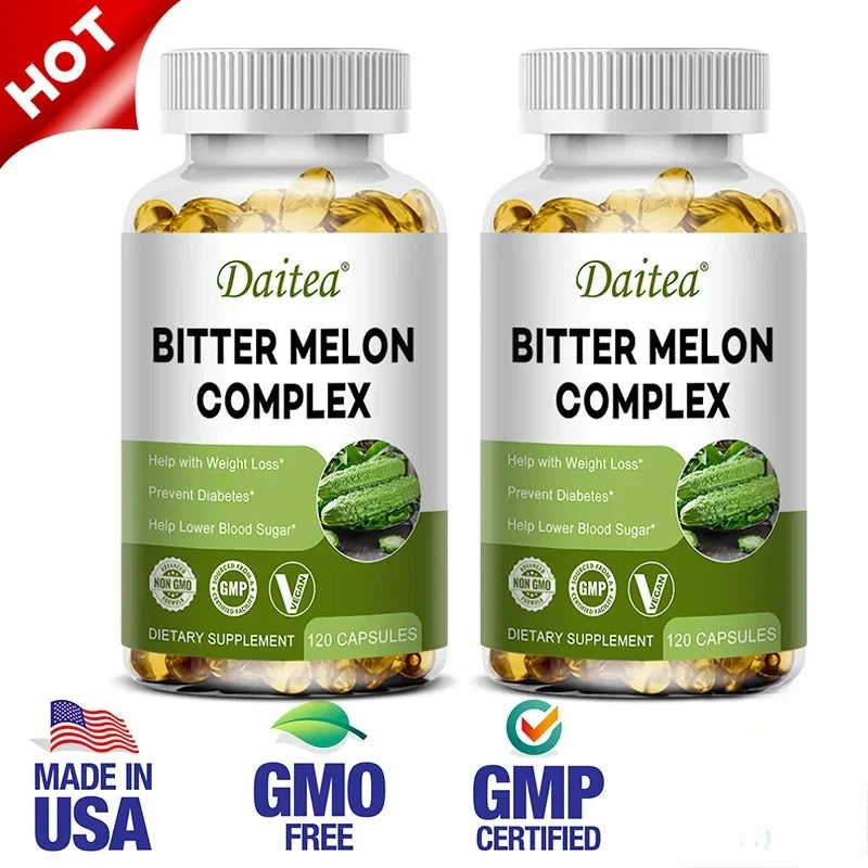 Natural bitter melon extract capsules help lower blood sugar, prevent heatstroke, and supplement daily multivitamins to burn fat