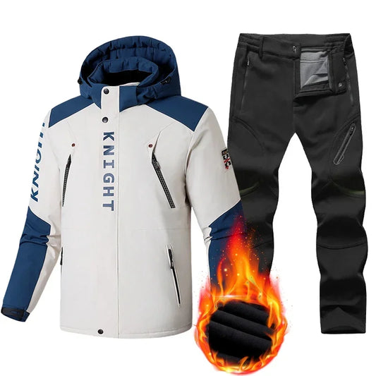 Winter Ski Suit Men Snow Parkas Super Warm Windproof Outdoor Sports Skiing Fleece Jackets and Pants Male Snowboard Wear Overalls