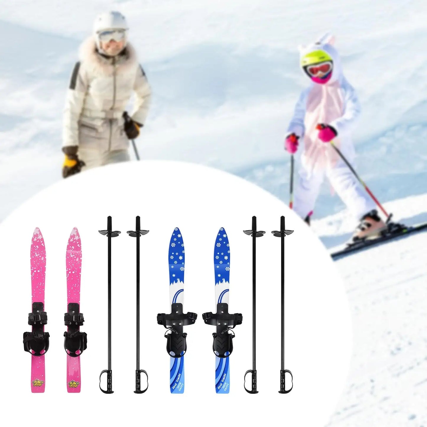Snowblades Short Skis with Ski Poles with Bindings Snowboard Ski Board Sporting