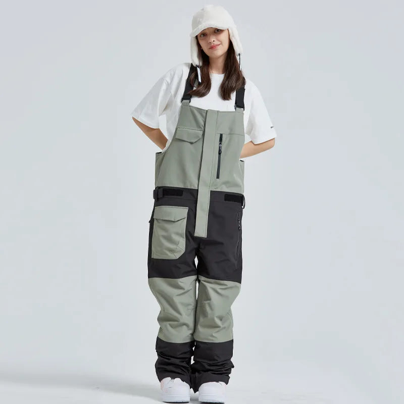 MUTUSNOW 2025 New Winter Women's and Men's Ski Strap Pants Windproof Waterproof Snowboarding Pants Outdoor Snowboard Overalls