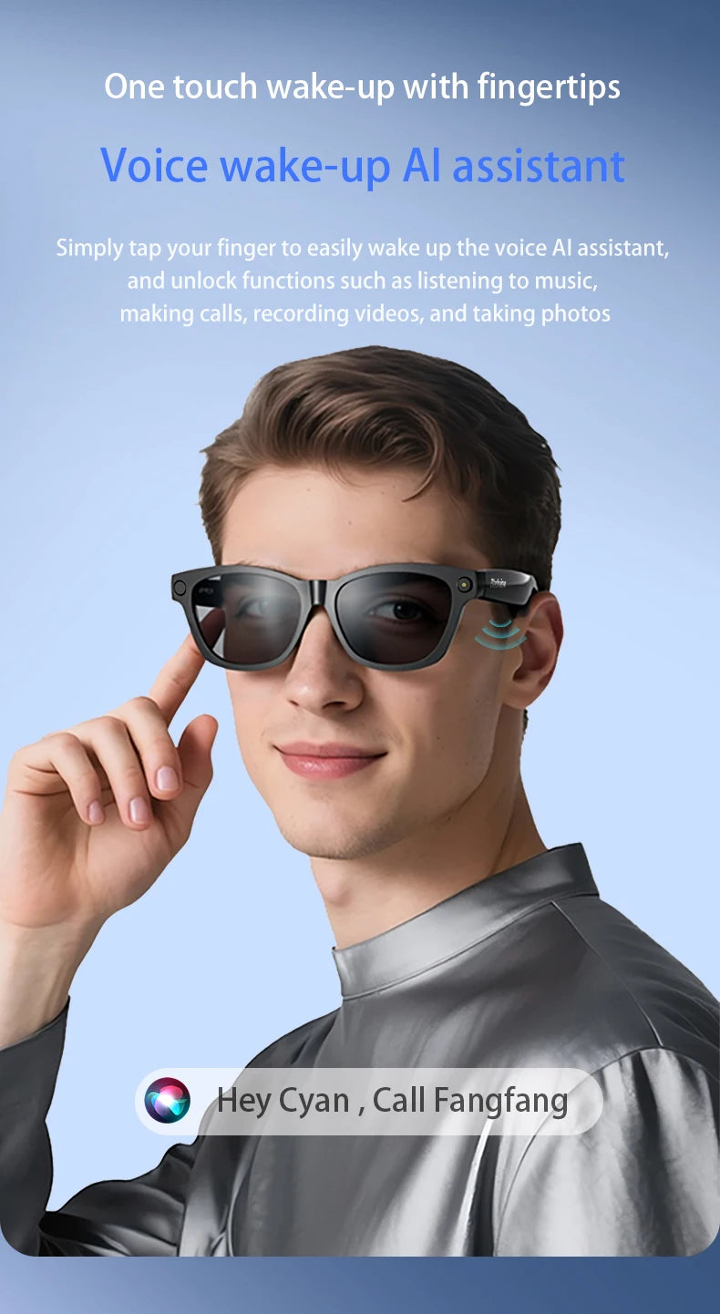 Blackview BV100 Smart Glasses, HD Camera,Bluetooth 5.4,220mAh Battery,Stereo Bass Speakers,Noise Cancelling Mic,Wear Detection