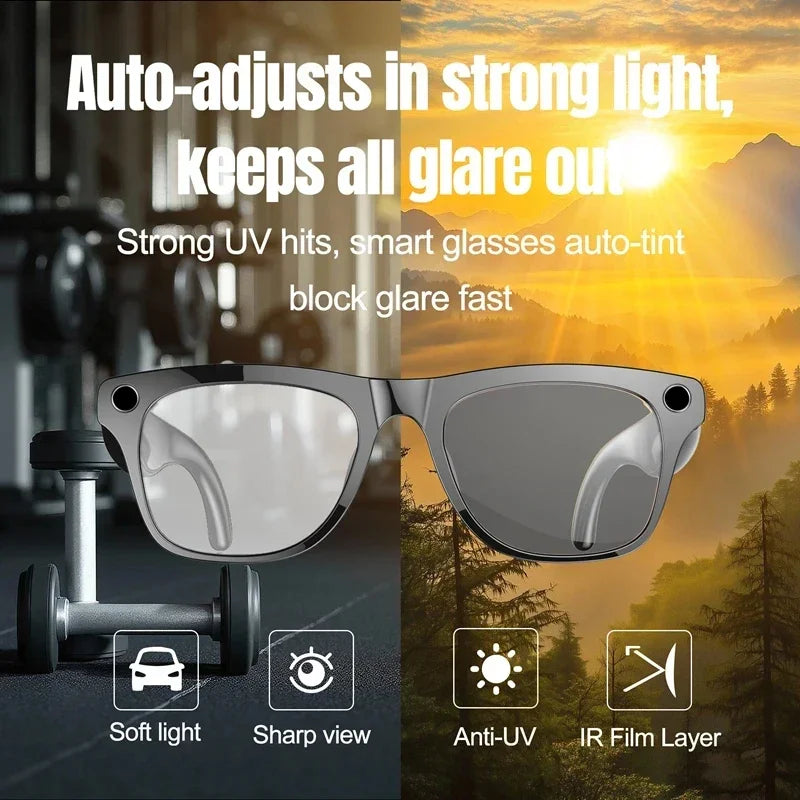 Lenovo 8K 4K AI HD Shooting Smart Glasses Multifunctional Camera Bluetooth Call Music VoicePlayer Translate Photochromic Glasses