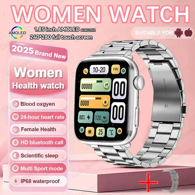 2025 New Women Men AI Smart Diagnosis Watch HRV+PPG Blood Pressure Heart Rate Health Monitor IP68 NFC Fashion Sports Smartwatchs