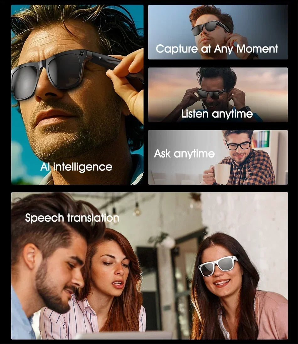 ViVO 8K AI Glasses 1200MP HD Camera Bluetooth Call Chat GPT Voice Assistant Music Player Translate Smart Sunglasses New