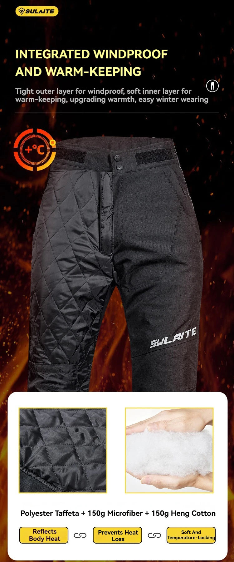 Motorcycle Riding Pants Quick Release CE2 Certified Protective Gear Winter Warm Water-Resistant No-Shoe Removal Reflective