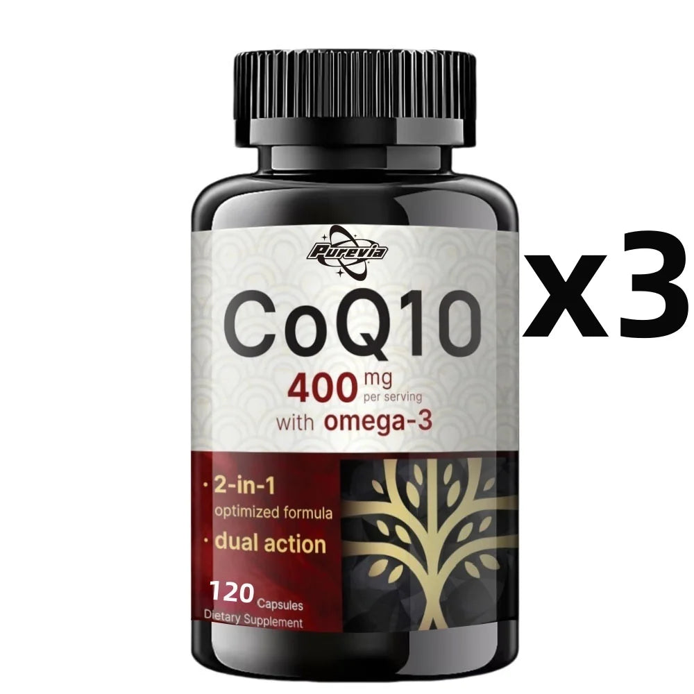 Coenzyme Q10 Capsules 400mg, for Circulation Stress Health and Body Energy, Better Absorption, Antioxidant