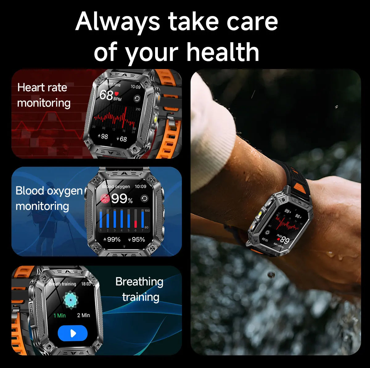 2026 HOT New 1400mAh Large Battery Smart Watch Military Quality 10ATM Waterproof Tactics 100+Sport Bluetooth call SmartWatch Men
