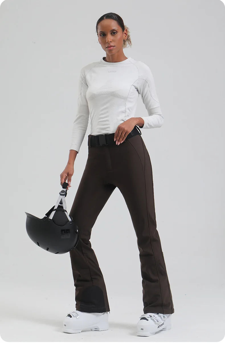 Ski pants New women's double-board 스노우보드복 slimming windproof waterproof thickened warm and elastic sports snow pants