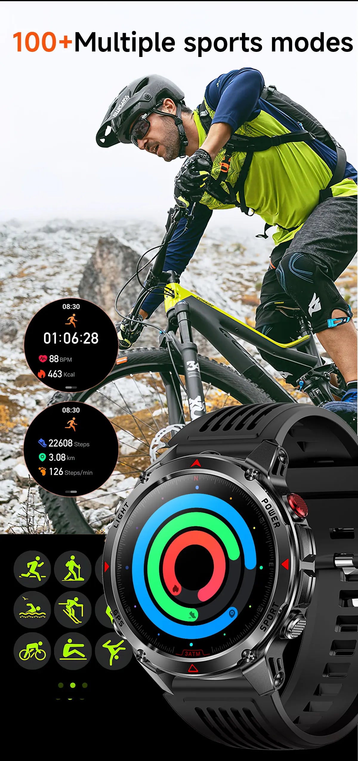 2025 New GPS Map Navigation Smart Watch Men Women Amoled Screen 3ATM Waterproof Sport SmartWatch Compass NFC BT Call Watches Men