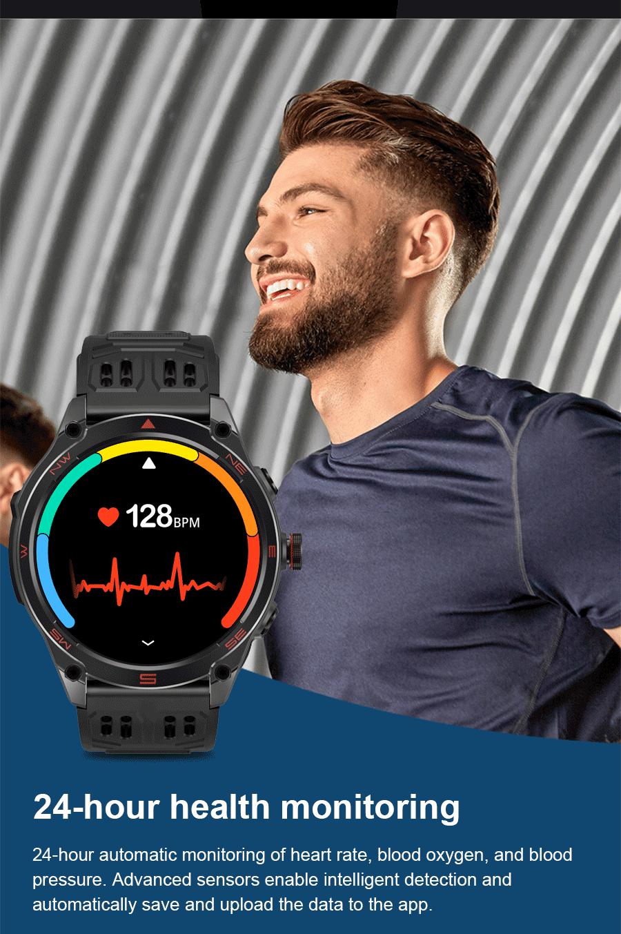 2026 New Military Smart Watch 1000Mah Battery GPS Compass 10ATM Waterproof Tactics Sports Flashlight BT call Smart Watch For Men