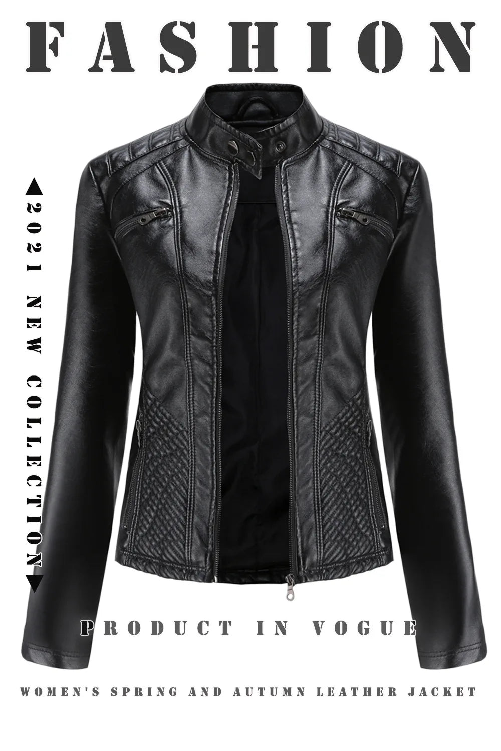 2026 New Lavender Purple Women's Long Sleeve PU Jacket, Fashion Motorcycle Leather Jackets, Red Coat, Black Outerwear.