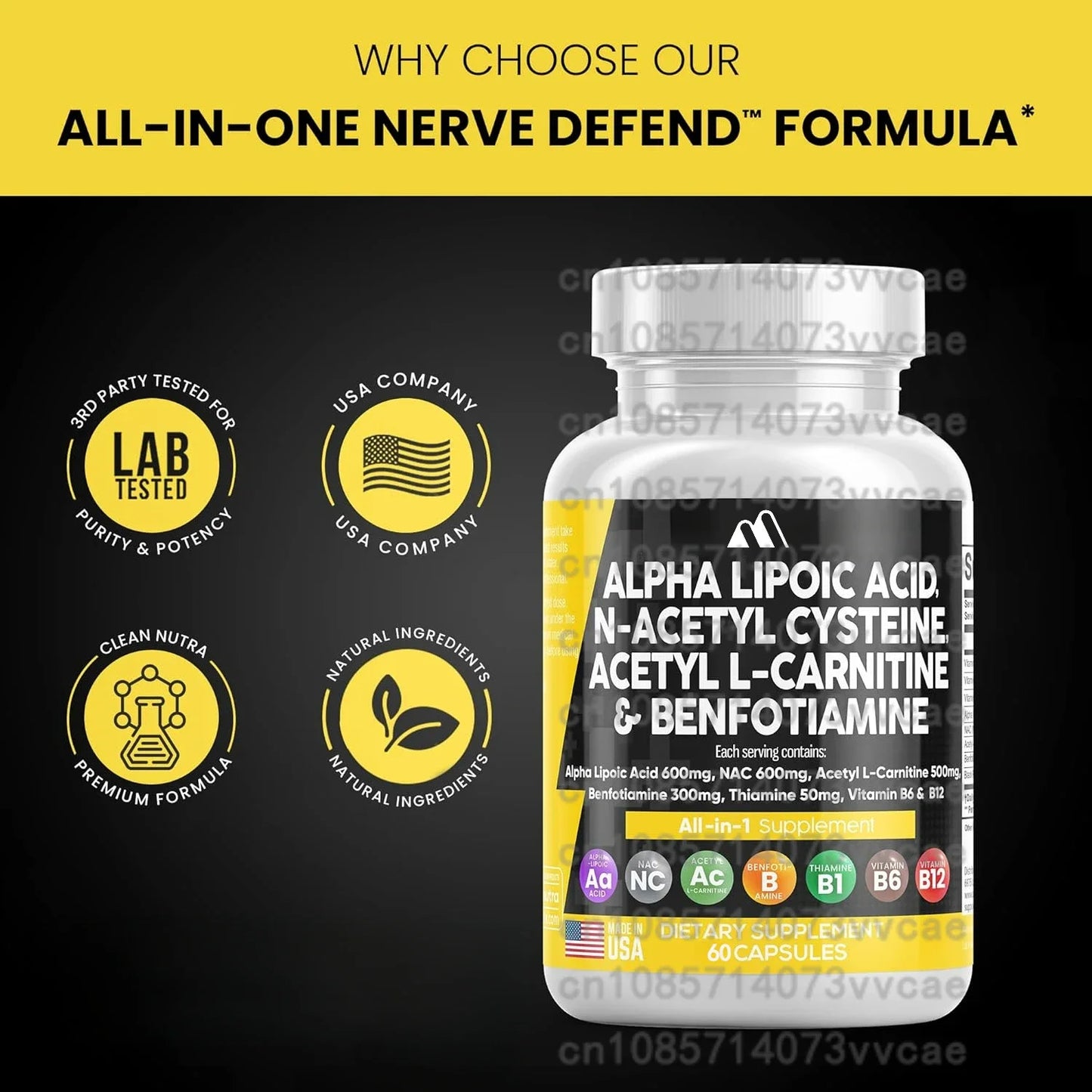 Alpha Lipoic Acid 600mg - Promotes Nervous System Health, Blood Circulation, Cardiovascular Support, Brain Health 60 Capsules