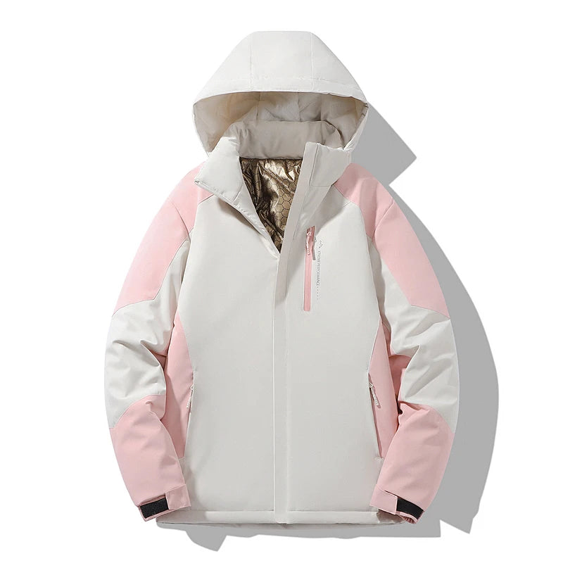 Autumn And Winter Outdoor Graphene Couple Style Lock-Iin And Warm Fashion Casual Simple Contrast Color Hooded Cotton Coat