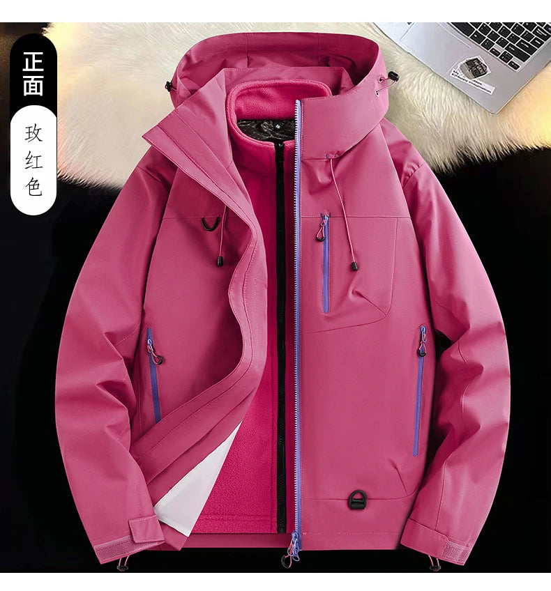 Mountaineering Suit Coat Outdoor Ski Jacket Autumn Winter Three-in-one Windbreaker Men's Women's Couple Three-proof Jacket Men's