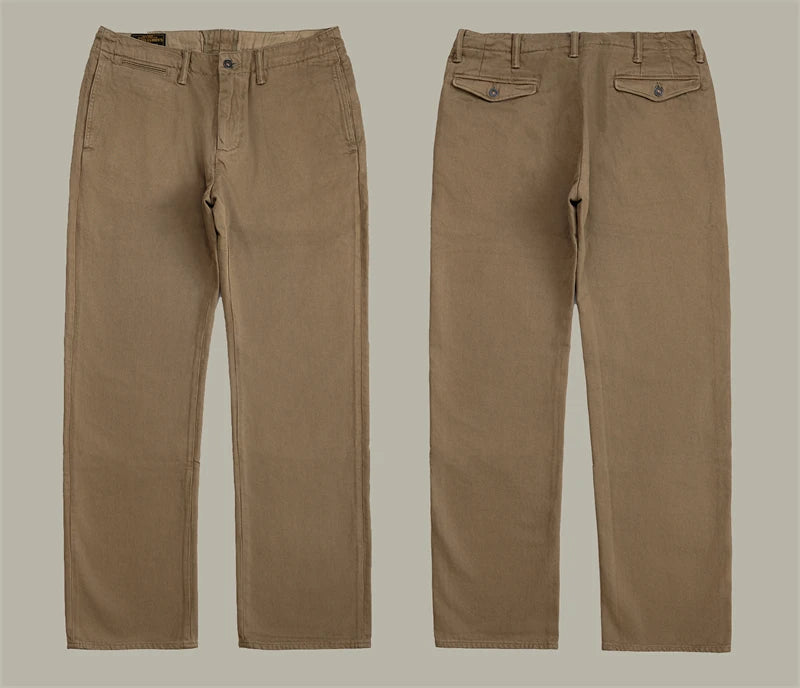 Red Tornado 11.5oz Cotton Twill Chino Garment Dyeing Vintage American Workwear Men's Pants Straight Leg