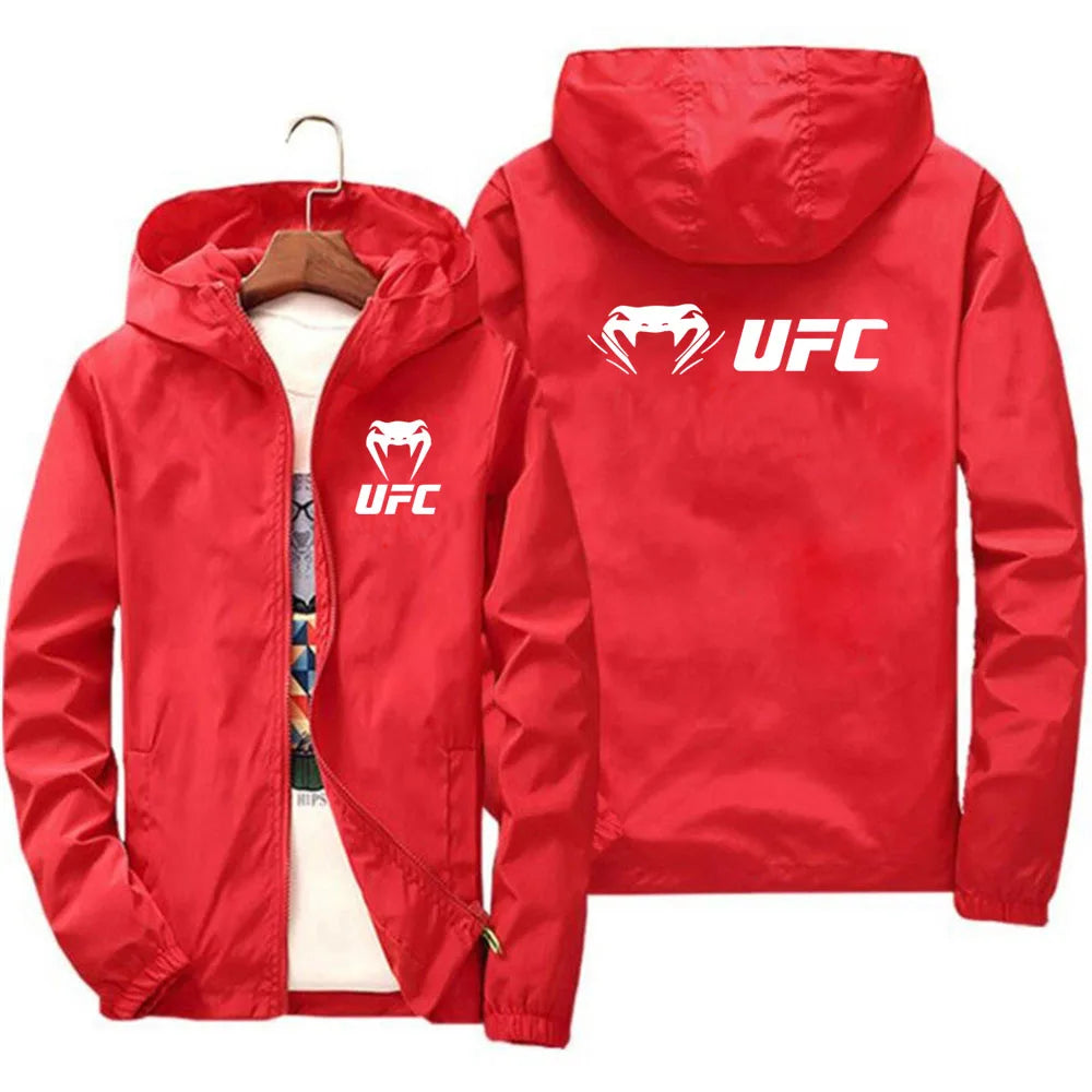 2025 UFC Fighting Logo Breathable Fashion Fitness Zipper Jacket Casual High Quality Hooded Baseball Jacket Outdoor Sports Jacket