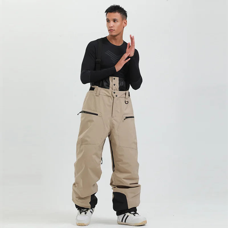 Gsou Outdoor Sport Mountain Female Ski Pants Winter Waterproof Men Women Snowboard Overalls Suspender Snowpants Warmth -40 degre