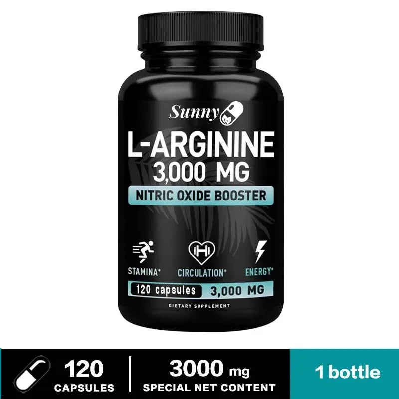 L-arginine Capsules 3000mg - Nitric Oxide Boosters - For Supporting Muscle Growth, Vascular Function And Energy