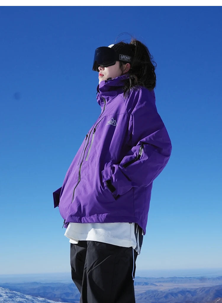 Winter Waterproof Windproof Thermal Ski Jacket for Men Unisex Style Cotton Insulated Thick Warm Snowsports Outdoor Sports Coat