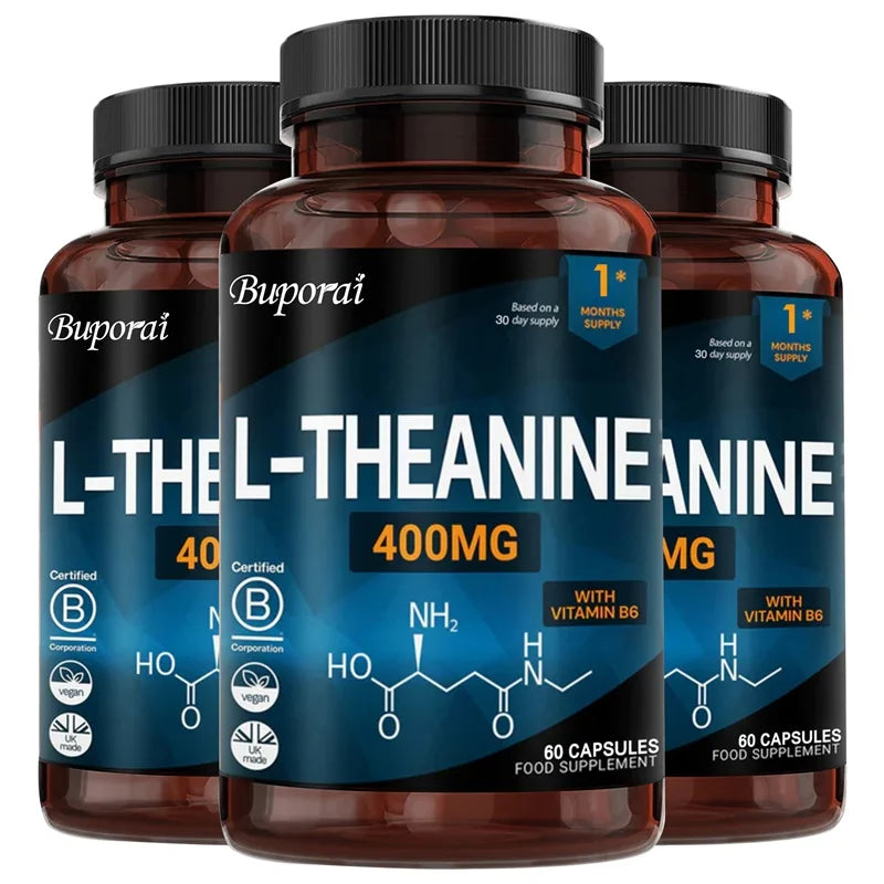 L-Theanine 400MG - Supports Relaxation, Relieves Stress and The Nervous System, Reduces Fatigue, and Promotes Energy Production