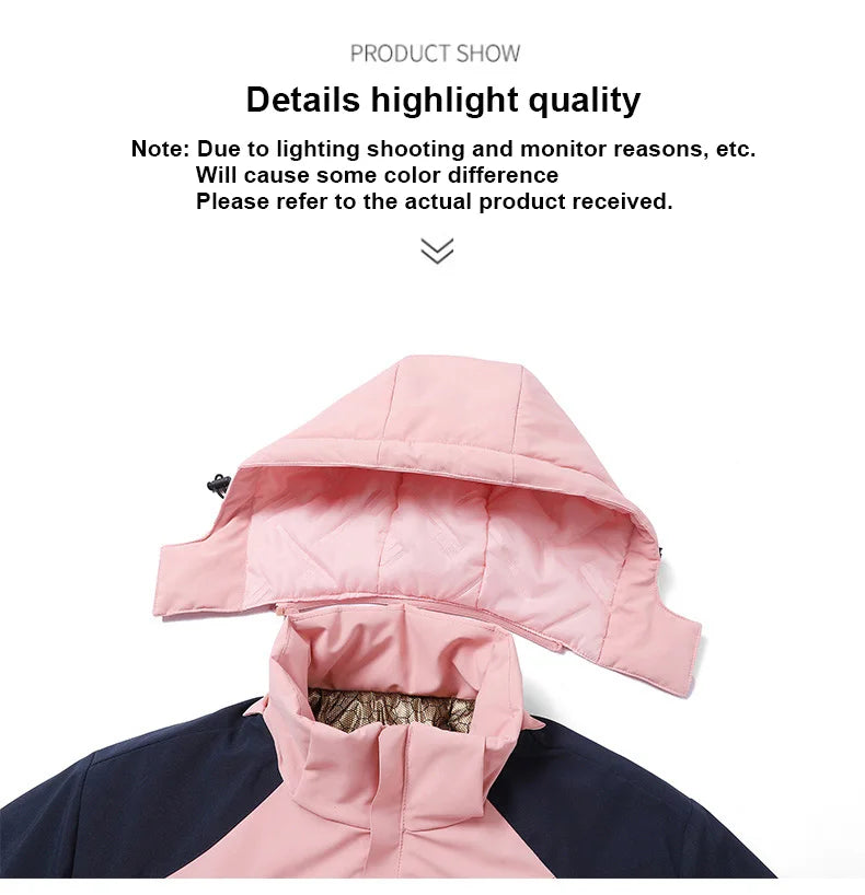 Autumn And Winter Outdoor Graphene Couple Style Lock-Iin And Warm Fashion Casual Simple Contrast Color Hooded Cotton Coat