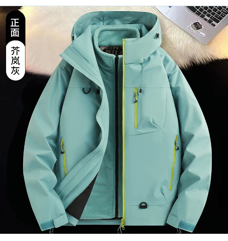 Mountaineering Suit Coat Outdoor Ski Jacket Autumn Winter Three-in-one Windbreaker Men's Women's Couple Three-proof Jacket Men's