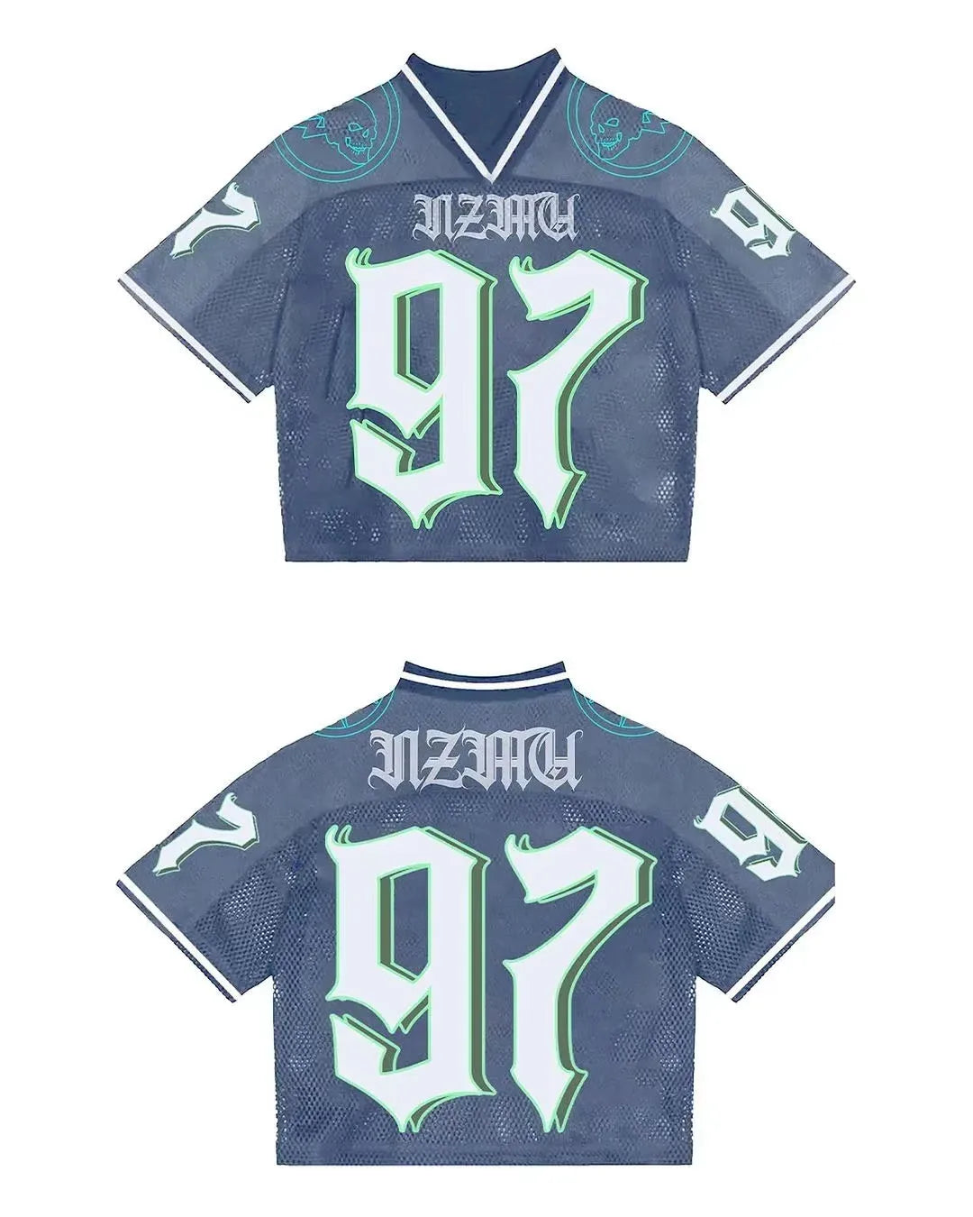 Harajuku Style American Y2K English Printed Baseball Sports Short-sleeved Men's Loose Casual Street T-shirt Football Jersey