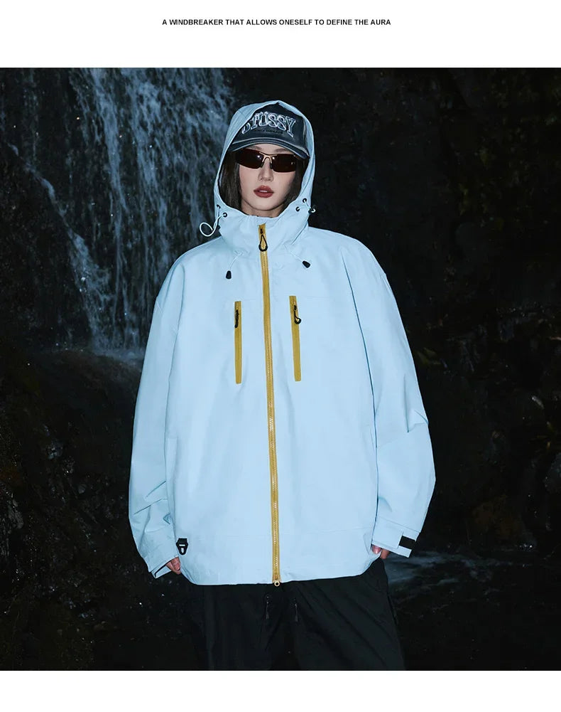 Gorpcore Waterproof Jacket Mens Couple's Ski Oversized Zipper Pocket Windbreaker Autumn High Quality Travel Camping Hooded Coats