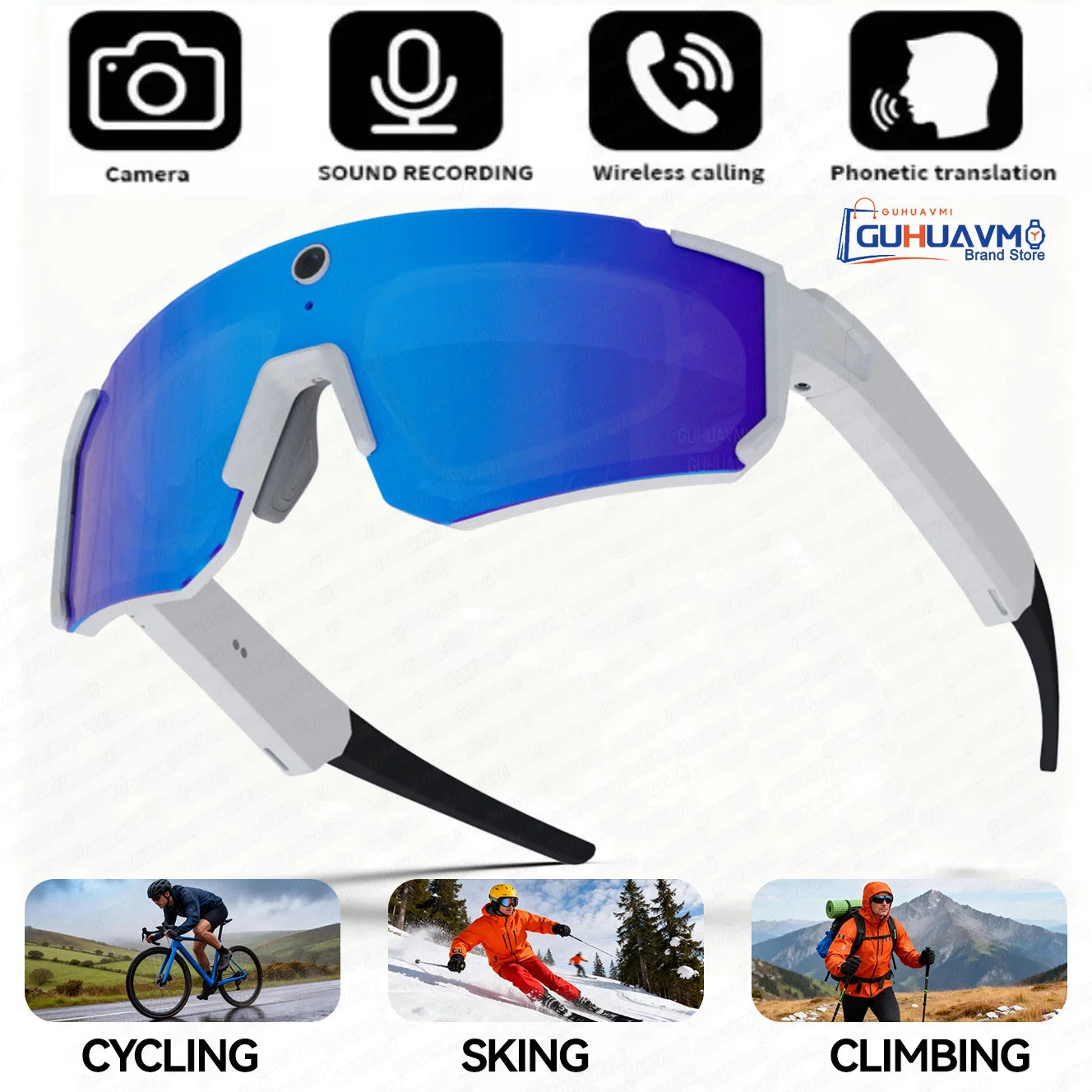 New Outdoor Sport 4K Anti-shake Camera Smart Glasses Men 1200P Video Recording Take Photo Waterproof Sandproof Sunglasses Women
