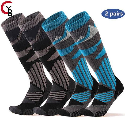 YANBIGUO 2 Pairs Thicken Ski Socks,Thermal Warm Winter Knee-High Snowboarding Skiing Sock for Hiking,Cycling,Snow,Snowboarding