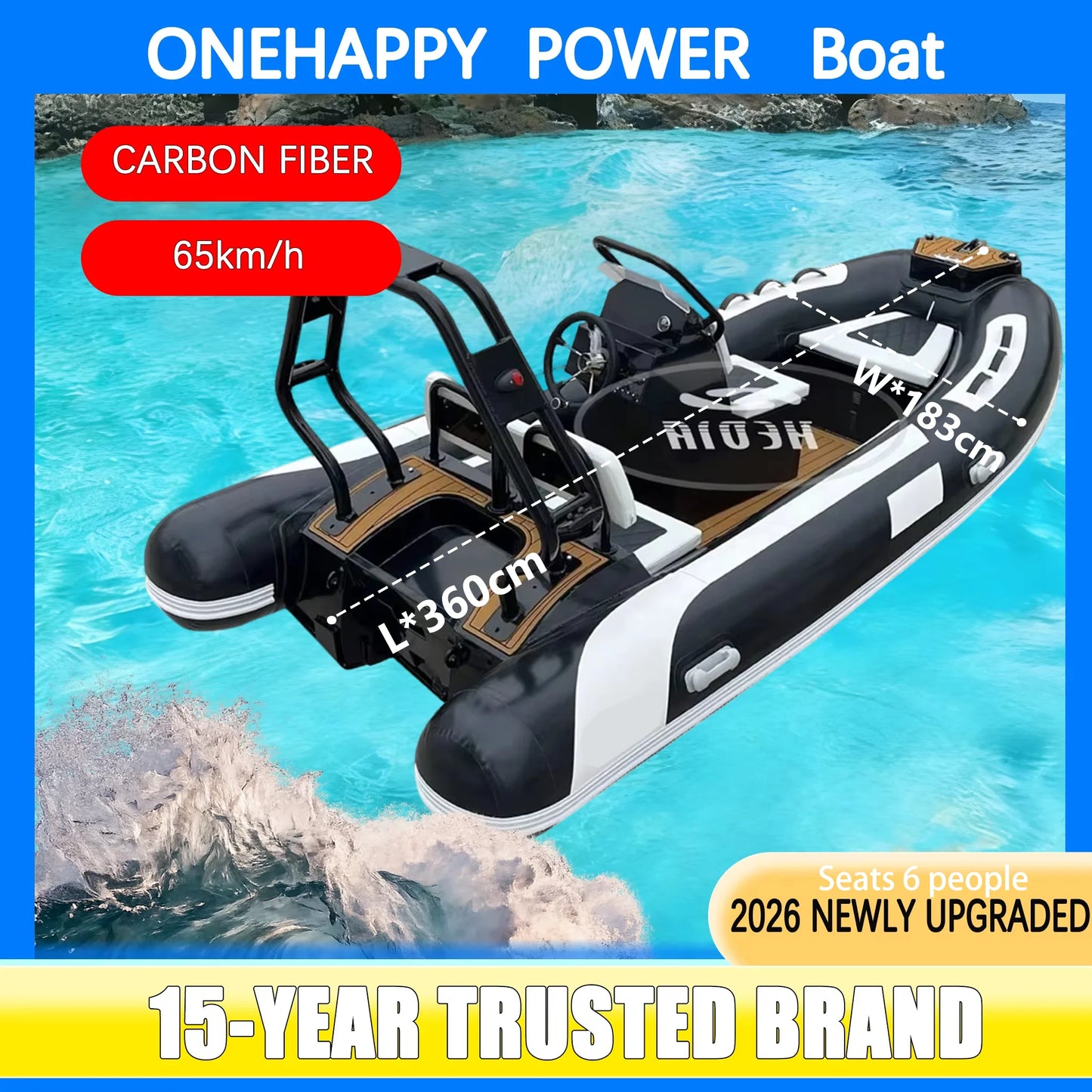 RIB Boats 11.8ft 3.6m PVC Fiberglass RIB Inflatable Boat Heavy Duty Fishing Motor Rowing Outdoor Water Sports Vessel