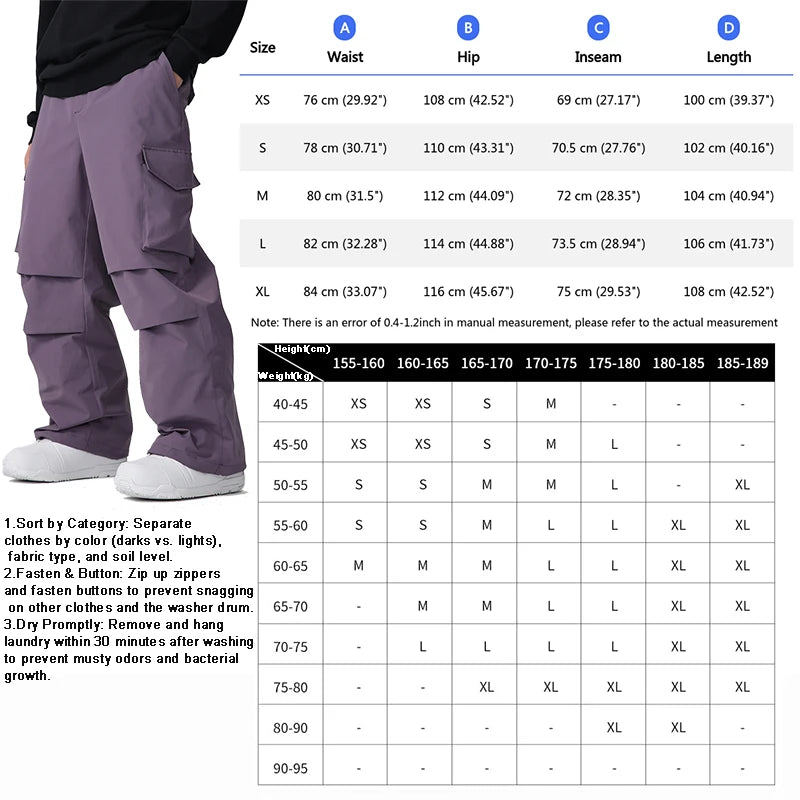 New Men Skiing Pant Solid Sport Warm Windproof Breathable Outdoor Ski Pants Pocket Waterproof Snow Women Adult Snowboard Pant