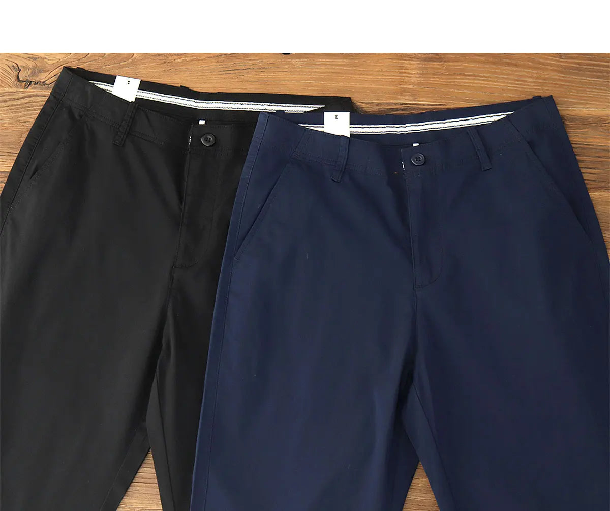 Summer thin straight leg pants American retro Chino simple beige white elastic black casual pants men