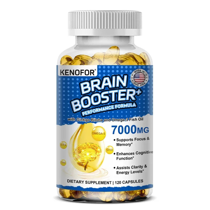 Omega 3 Fish Oil - 1200mg EPA + 600mg DHA, with 1600mg Ginkgo Biloba, for Heart Health, Brain & Immune System Health Supplement