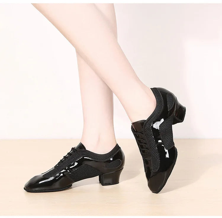 Latin Dance Shoes Adult Men Women Skin Tone Patent Leather Professional Soft Teacher Shoes Square Dance Shoes Ballroom Big Size