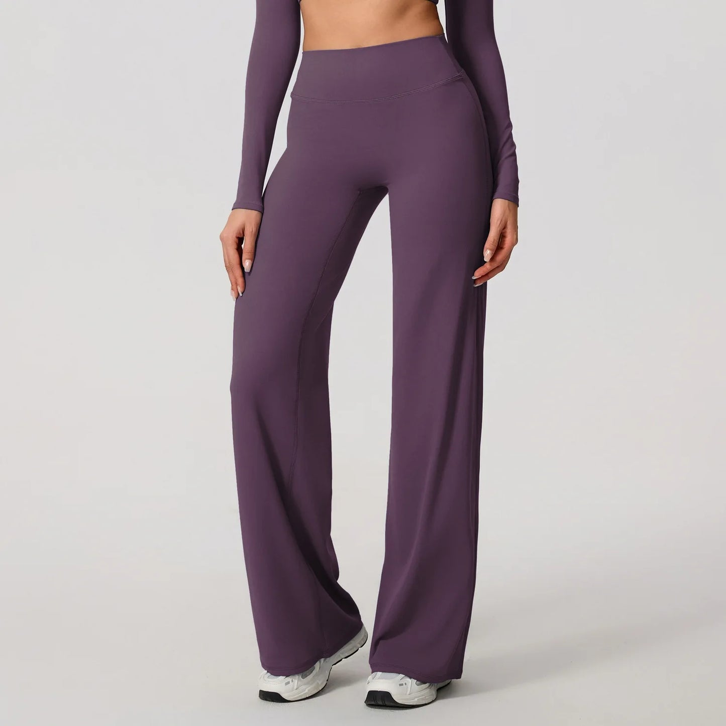 Hearuisavy Women Straight-Leg Sports Pants Gym Clothing Naked Feeling Compression Wide Leg Yoga Leggings Pilates Fitness Tights