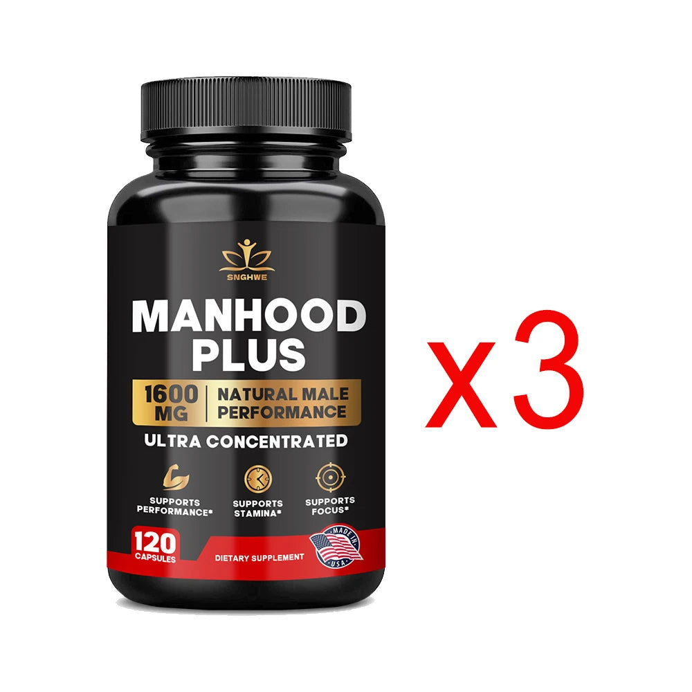 Manhood Plus capsules enhance masculinity, promote better blood flow, improve muscle strength, and elevate mood